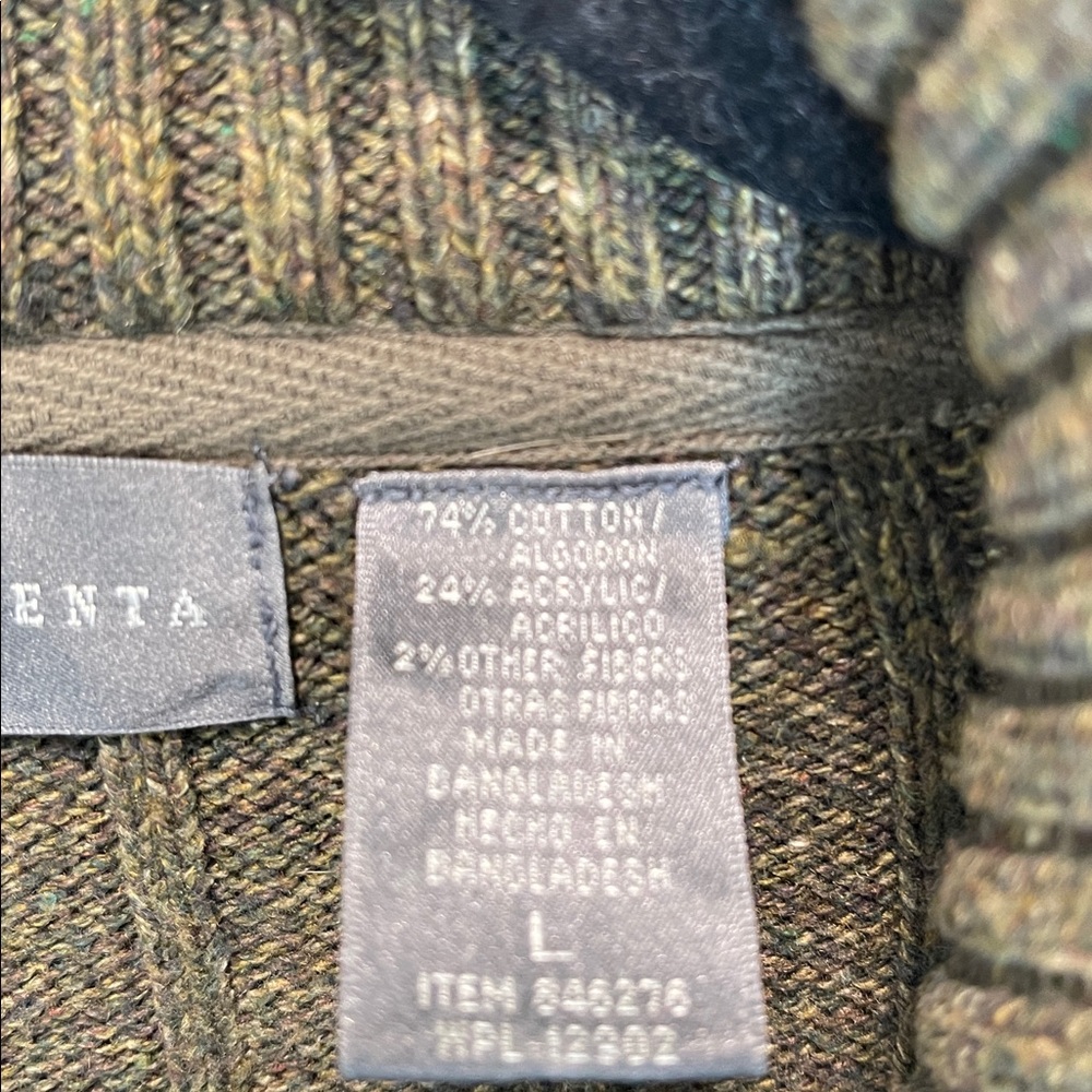 Oscar de la Renta Men's Olive Green Quanter Zip Sweater Size: L - Picture 3 of 11